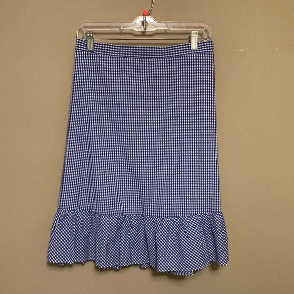 The Limited Women’s Surf Cotton Blue/White Gingham Bell Cut Midi Skirt 18W NWT